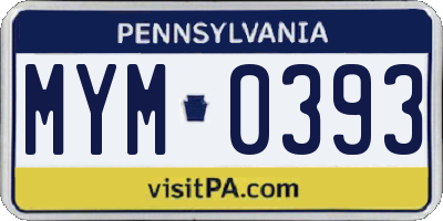 PA license plate MYM0393