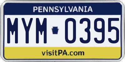 PA license plate MYM0395