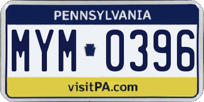 PA license plate MYM0396
