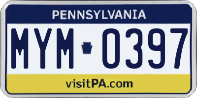 PA license plate MYM0397