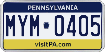PA license plate MYM0405