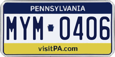 PA license plate MYM0406