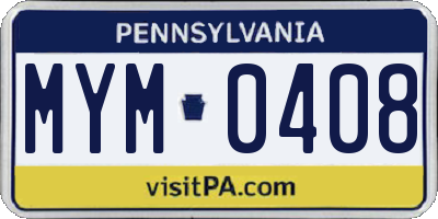 PA license plate MYM0408