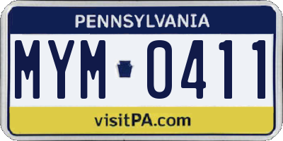 PA license plate MYM0411