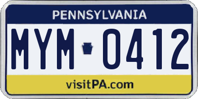 PA license plate MYM0412