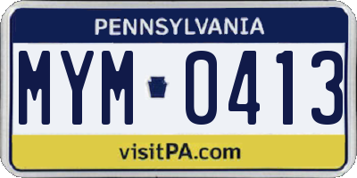 PA license plate MYM0413