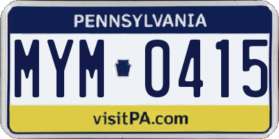 PA license plate MYM0415