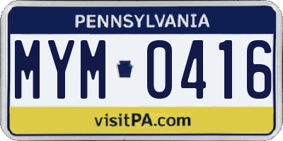 PA license plate MYM0416