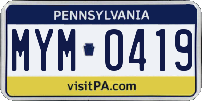 PA license plate MYM0419