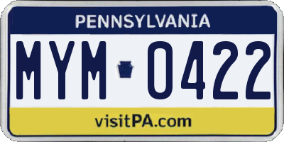 PA license plate MYM0422