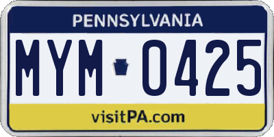 PA license plate MYM0425