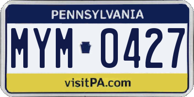 PA license plate MYM0427