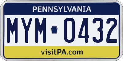 PA license plate MYM0432