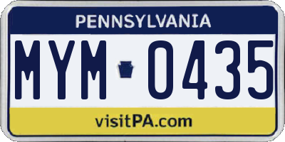 PA license plate MYM0435