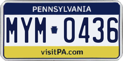 PA license plate MYM0436