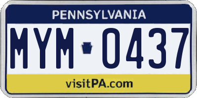 PA license plate MYM0437
