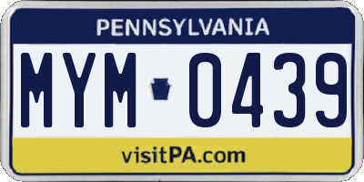 PA license plate MYM0439