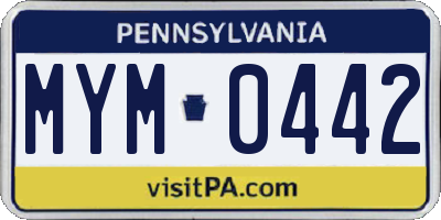 PA license plate MYM0442