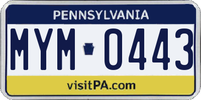 PA license plate MYM0443