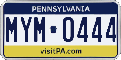 PA license plate MYM0444
