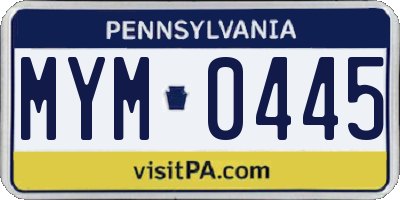 PA license plate MYM0445