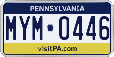 PA license plate MYM0446