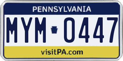 PA license plate MYM0447