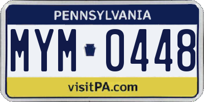 PA license plate MYM0448