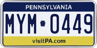 PA license plate MYM0449