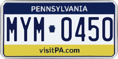 PA license plate MYM0450
