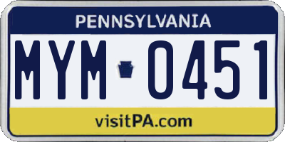 PA license plate MYM0451