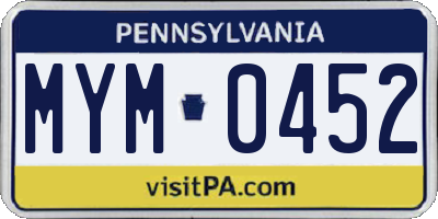 PA license plate MYM0452