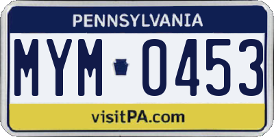 PA license plate MYM0453
