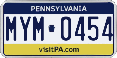 PA license plate MYM0454