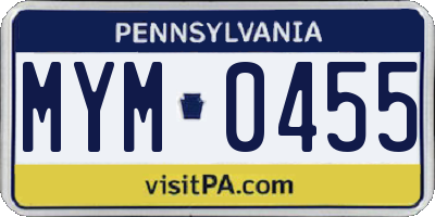 PA license plate MYM0455