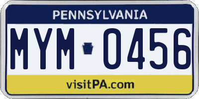 PA license plate MYM0456
