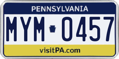 PA license plate MYM0457