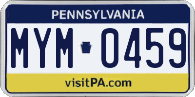 PA license plate MYM0459