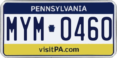 PA license plate MYM0460