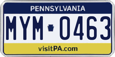 PA license plate MYM0463