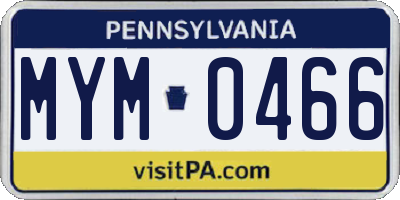PA license plate MYM0466