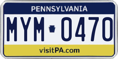 PA license plate MYM0470