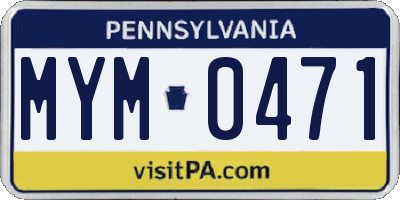 PA license plate MYM0471