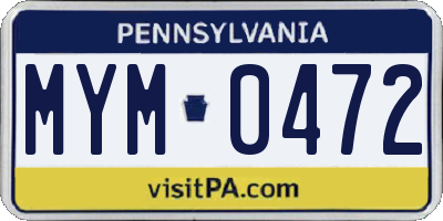 PA license plate MYM0472
