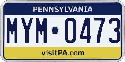 PA license plate MYM0473