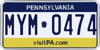 PA license plate MYM0474