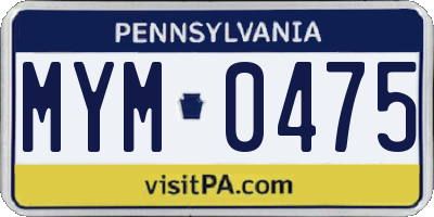 PA license plate MYM0475