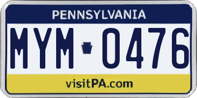 PA license plate MYM0476