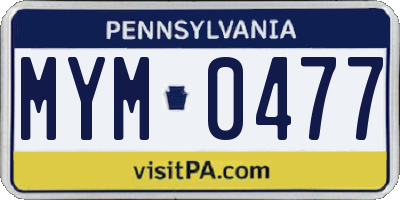 PA license plate MYM0477