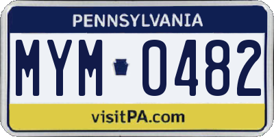 PA license plate MYM0482